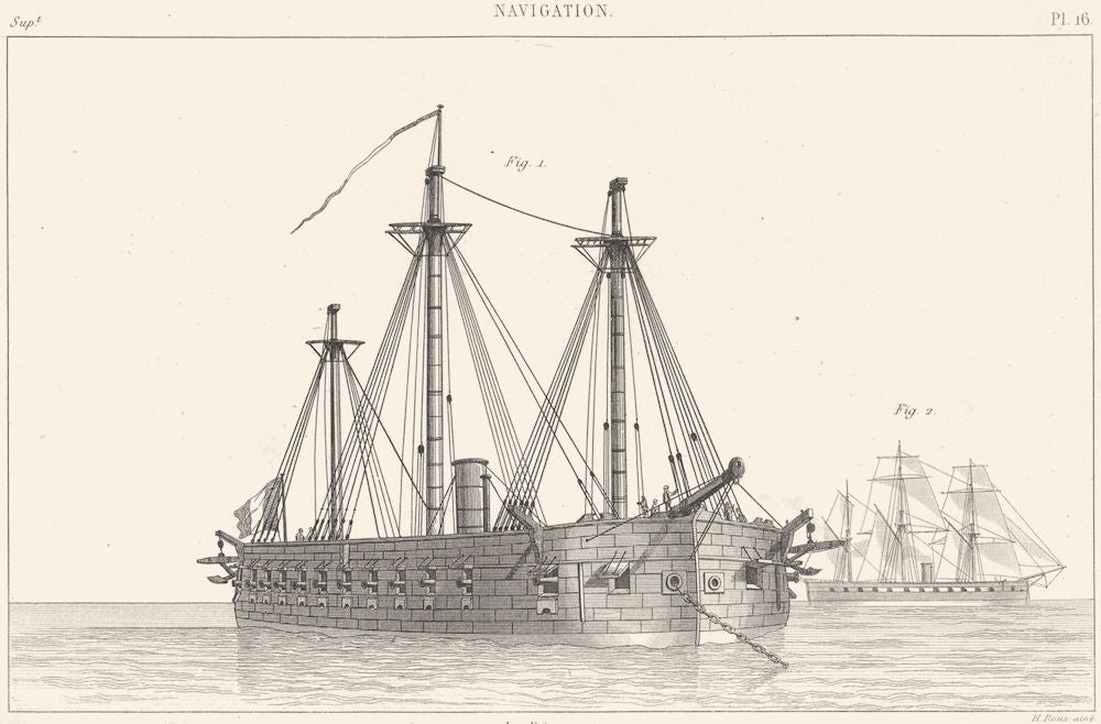 SHIPS. Devastation Batterie flottante 1 en tenue de combat; 2 a voile 1879